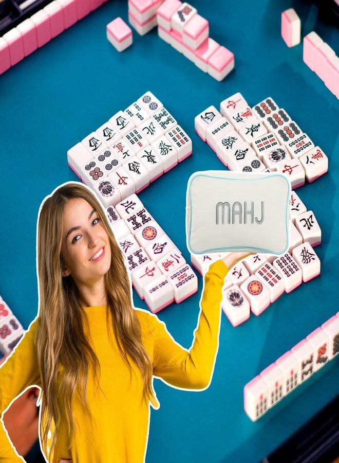 Sunnymove Empty Mahjong Bag Thickened American Mahjong Tiles Bag with Zipper Storage Pouch for Board Game Pieces Game Party Travel Gatherings Accessories, 10.4''x5.6'', Case Only (Mahj,Cream White) - Image 5